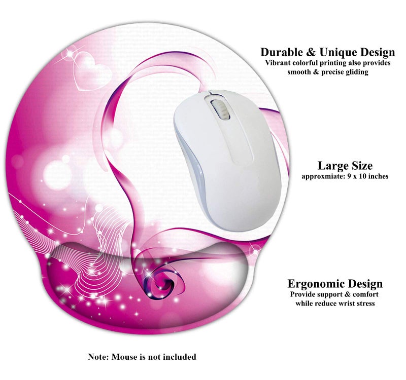 Meffort Inc Mouse Pad with Wrist Rest Support & Non-Slip Base, Durable Ergonomic Gaming Mousepad - Pink Heart - Image 2